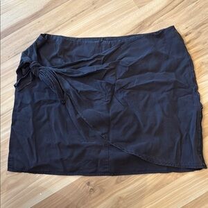 Black Tie Front Mini Pencil Skirt